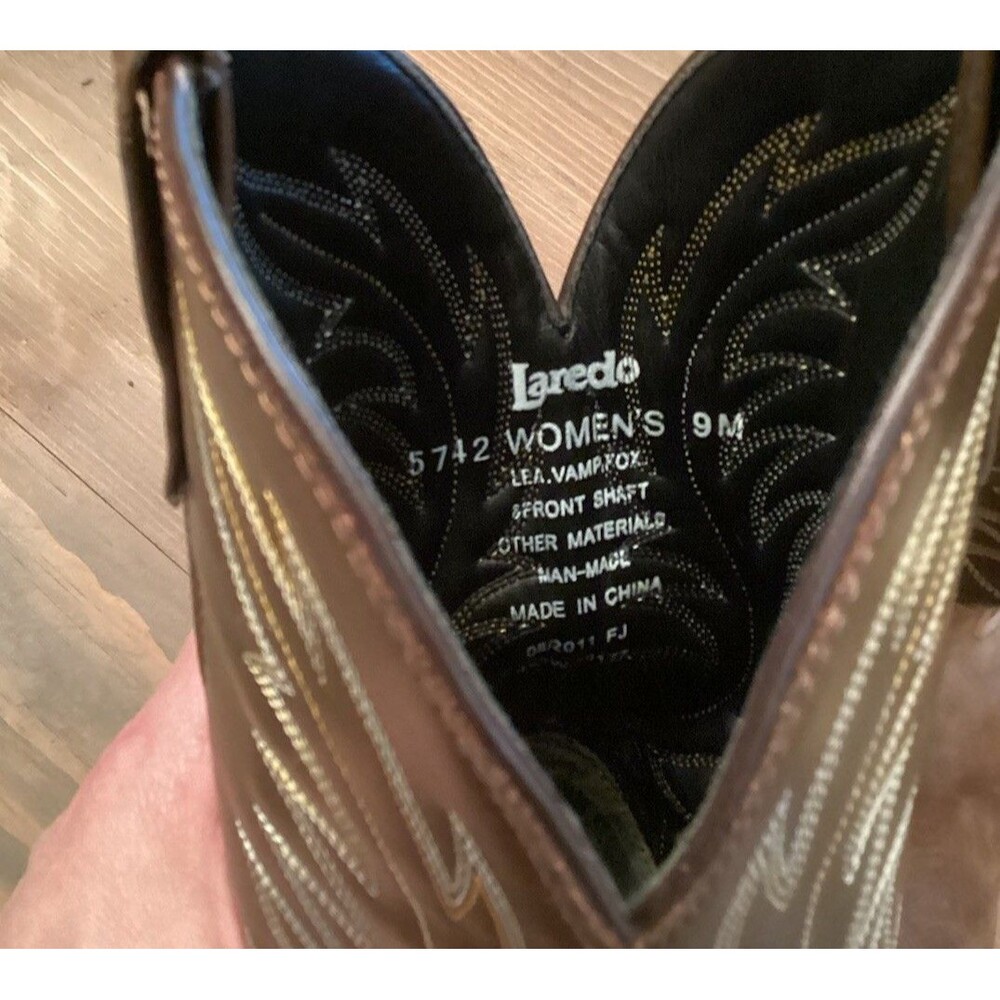 LAREDO WOMENS SZ 9 KADI  DISTRESSED BROWN LEATHER  BOOTS - Picture 8 of 10